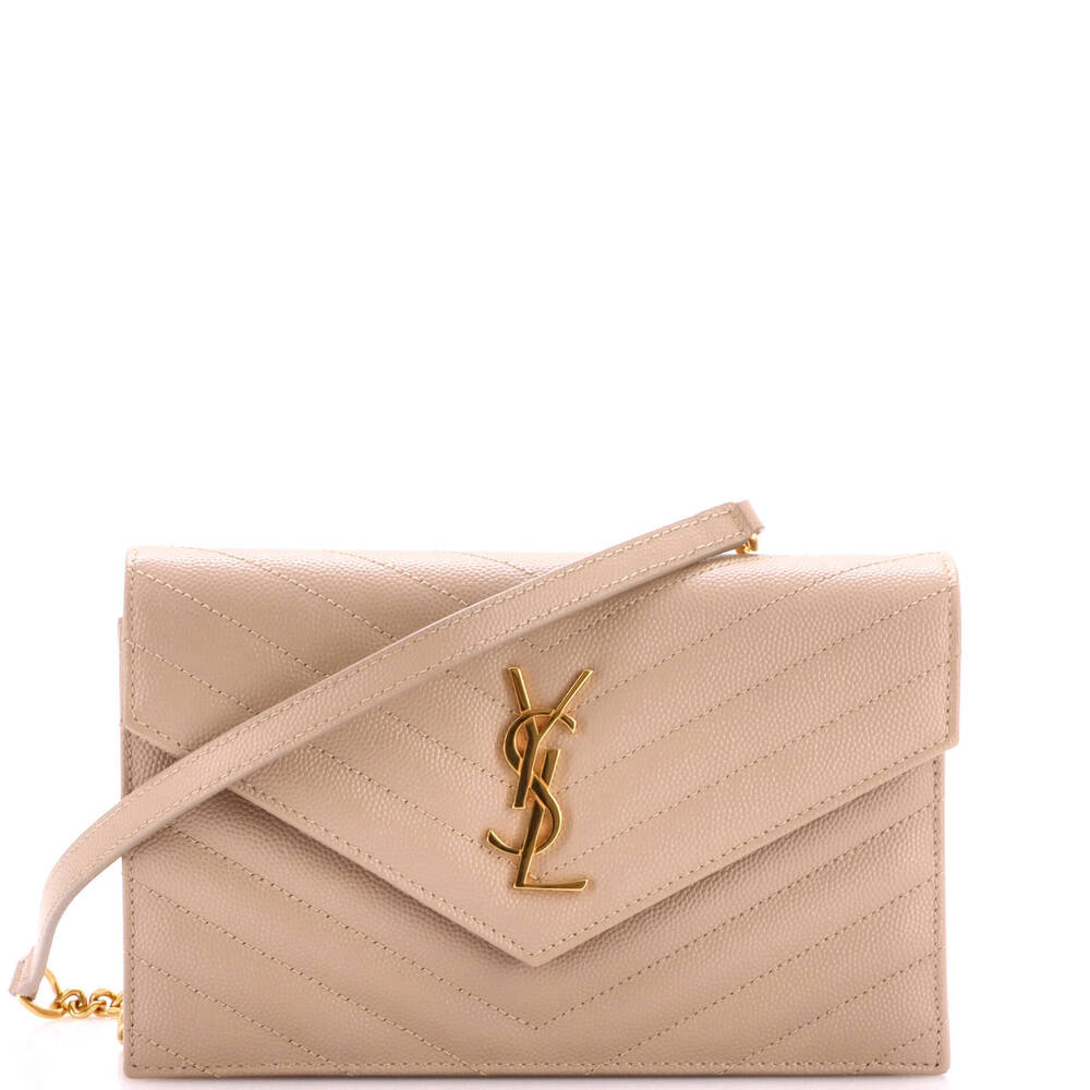 Saint Laurent Small Classic Monogram Wallet on Chain
